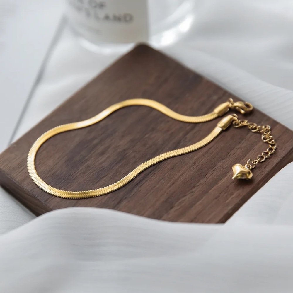 18k Gold Plated Snake Chain Anklet - Picture 2 of 8